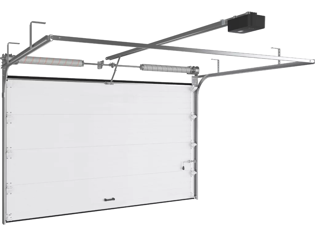 Гаражные секционные ворота из стальных сэндвич-панелей с торсионным механизмом RSD02