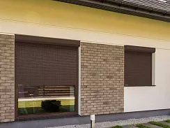 Решетчатые рольставни DoorHan 1000*1100 коричневого цвета