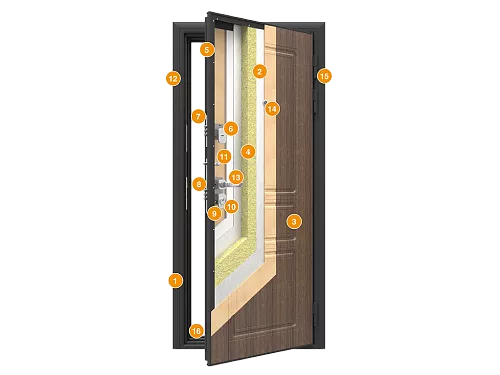 Конструкция Дверь Премиум Плюс DoorHan 890х2050х9005  Дуб белый патина правая